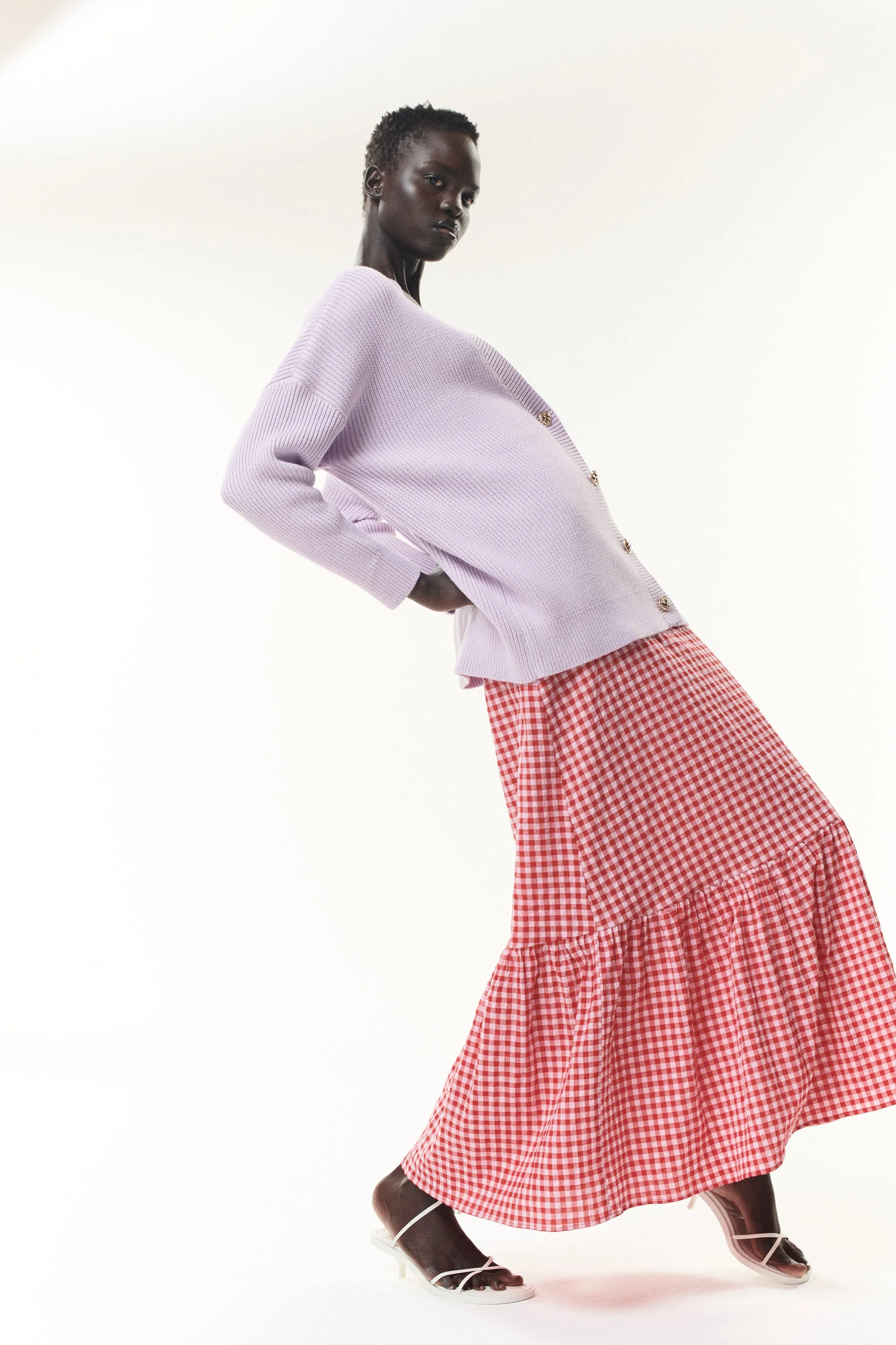 Darya Red Gingham Midi Skirt RENTAL