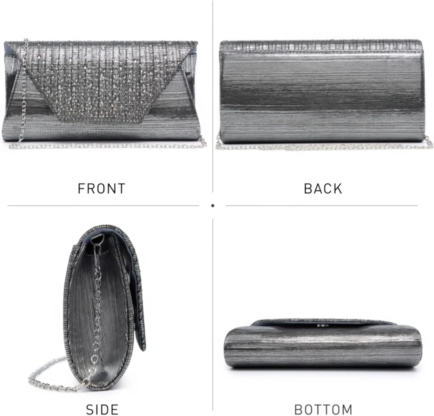 Dasein Women Evening Bags Wedding Purses Handbags Party Clutches Cocktail Prom Formal Clutch with Glitter Rhinestones