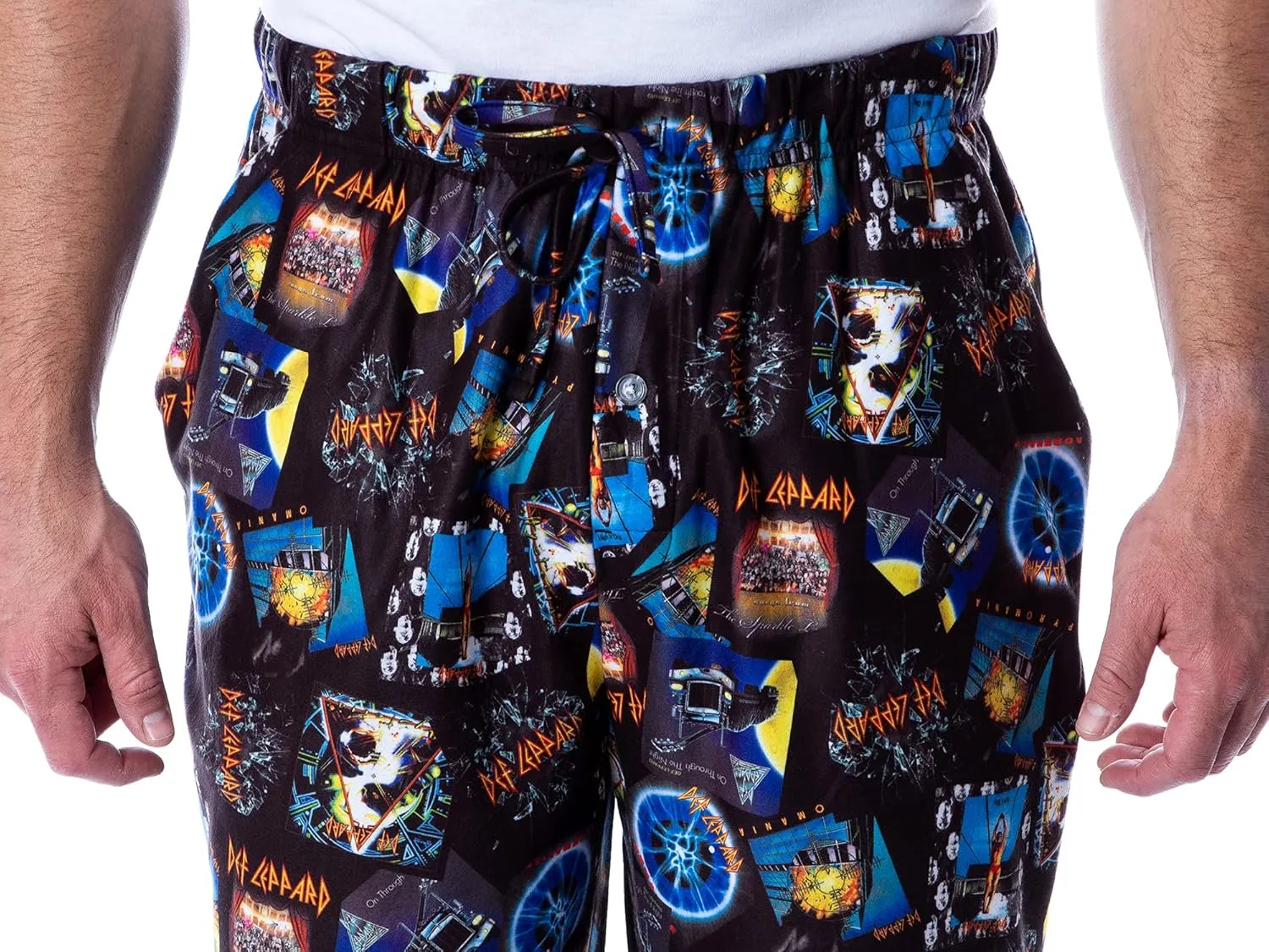 Def Leppard Men's Rock Band Album Covers Allover Print Lounge Sleep Pajama Pants