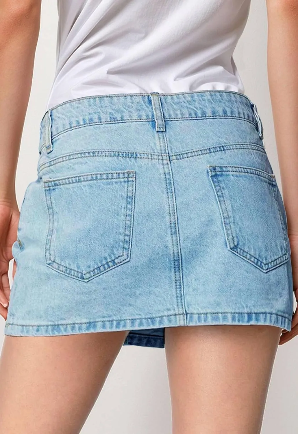 Denim Skort for Women with Shorts Stretchy Jean Skort Summer Casual High Waisted Denim Mini Skirt with Pockets