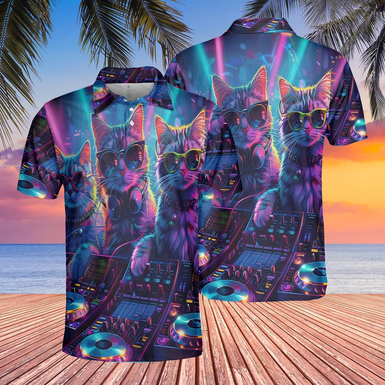 DJ Animals Men's Polo Shirts - Music World Short Sleeve Regular Fit Golf Shirts for Men Series 22