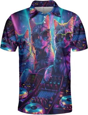 DJ Animals Men's Polo Shirts - Music World Short Sleeve Regular Fit Golf Shirts for Men Series 22