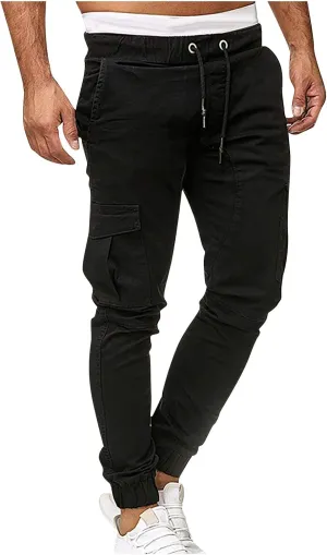 Drawstring Pant Fashion Men's Sport Pure Color Bandage Casual Loose Sweatpants