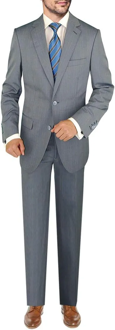 DTI BB Signature Italian Men's 3 Piece Wool Suit Set Jacket Pant Extra Trousers