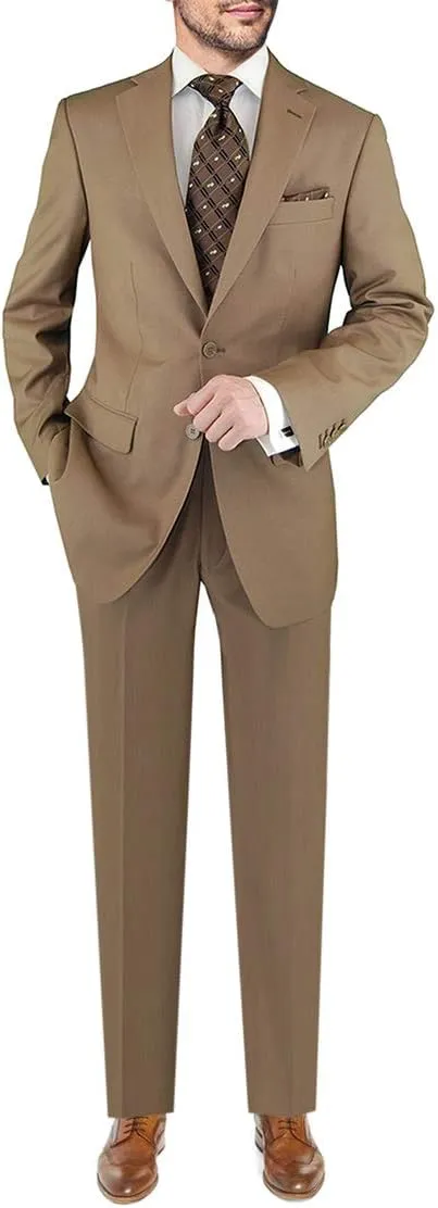 DTI GV Executive Men's Italian Two Button Wool Suit Modern Fit Jacket and Pants