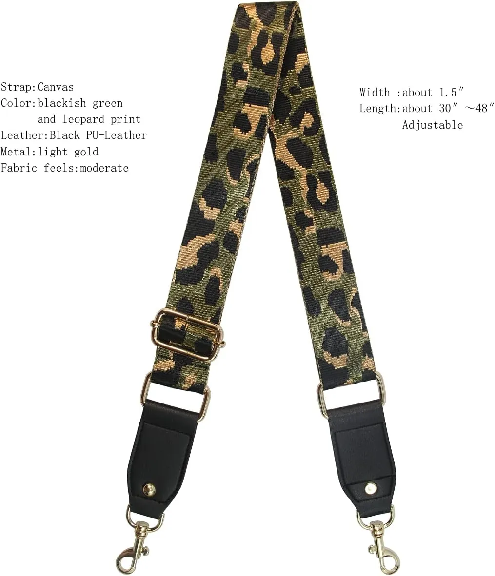 Duwi Wide Purse Strap Jacquard Guitar Style Strap Multicolor Canvas Adjustable Crossbody Bag Strap