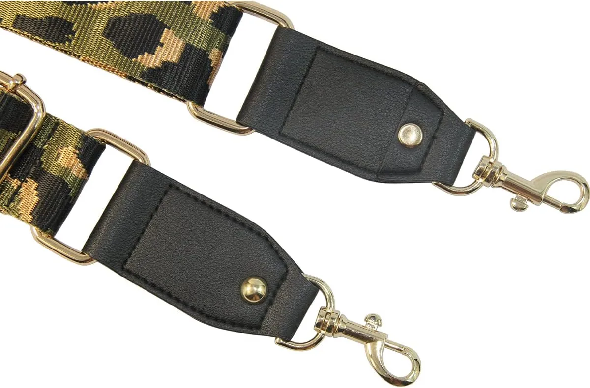 Duwi Wide Purse Strap Jacquard Guitar Style Strap Multicolor Canvas Adjustable Crossbody Bag Strap