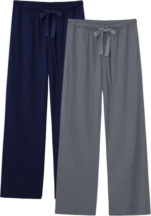 EA'S SECRET Men's 100% Cotton Pajama Bottoms Stretch Waist Soft Drawstring Sleep Lounge Pj Pants with Pockets