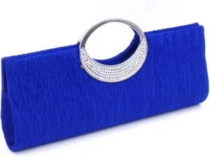 ELEOPTION Women's Evening Bags And Clutches Handbag Purse With Rhinestone Shining Ring Pleated Satin For Wedding Party
