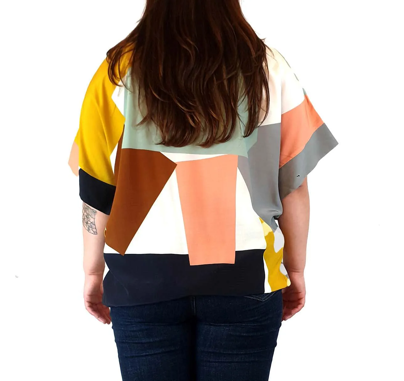 Elk colourful block print top size 16