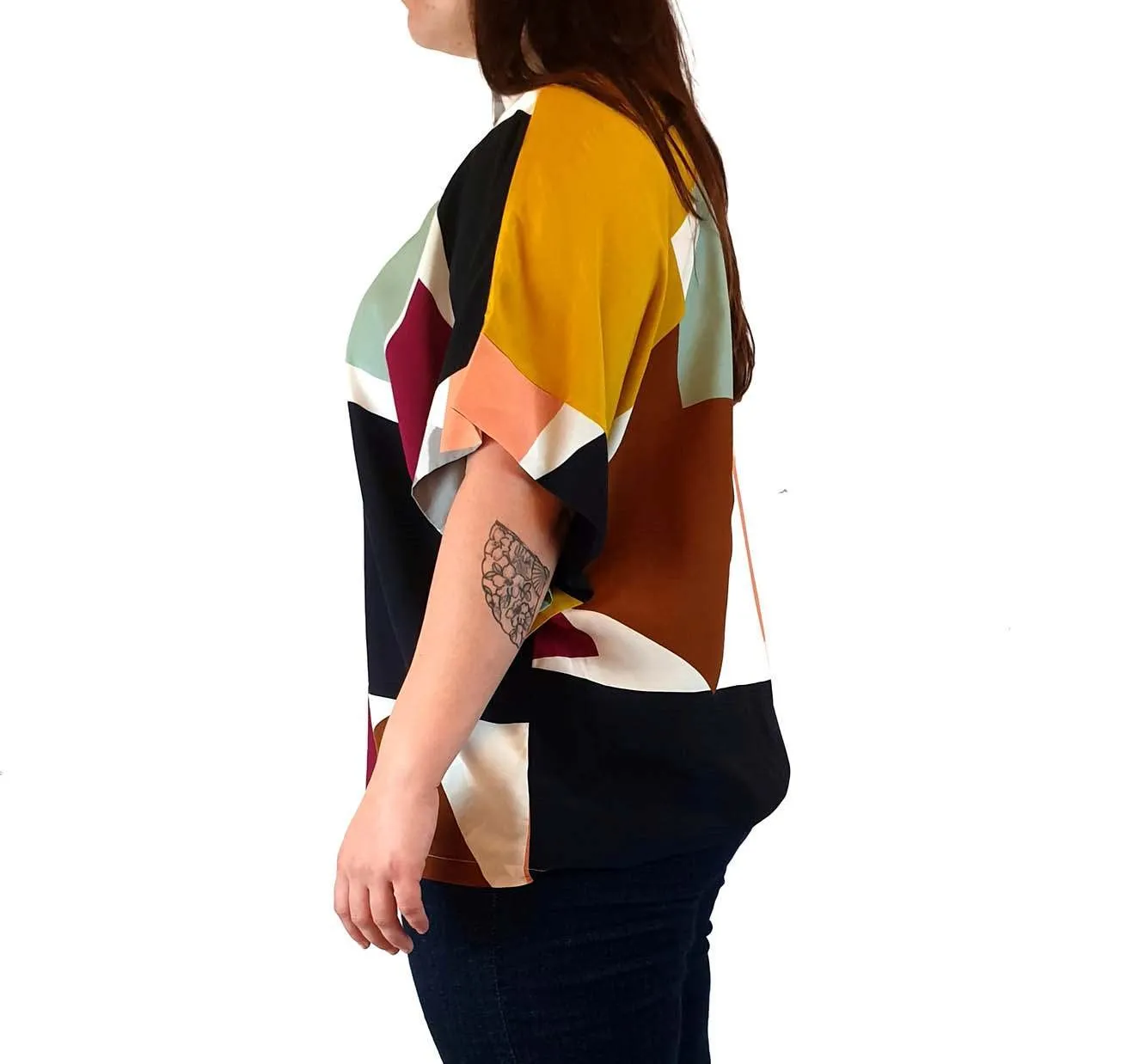 Elk colourful block print top size 16