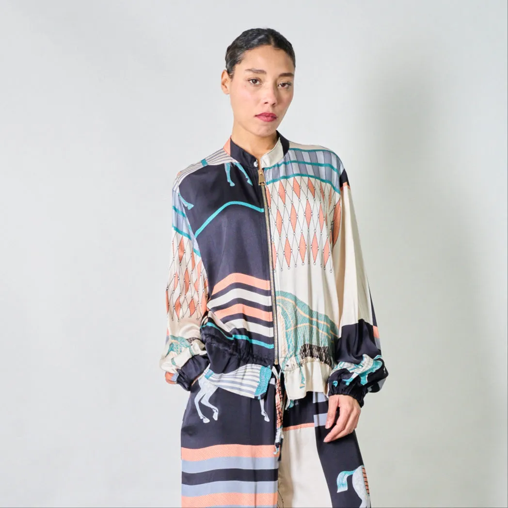 Equestrian heritage zip-up blouse wholesale