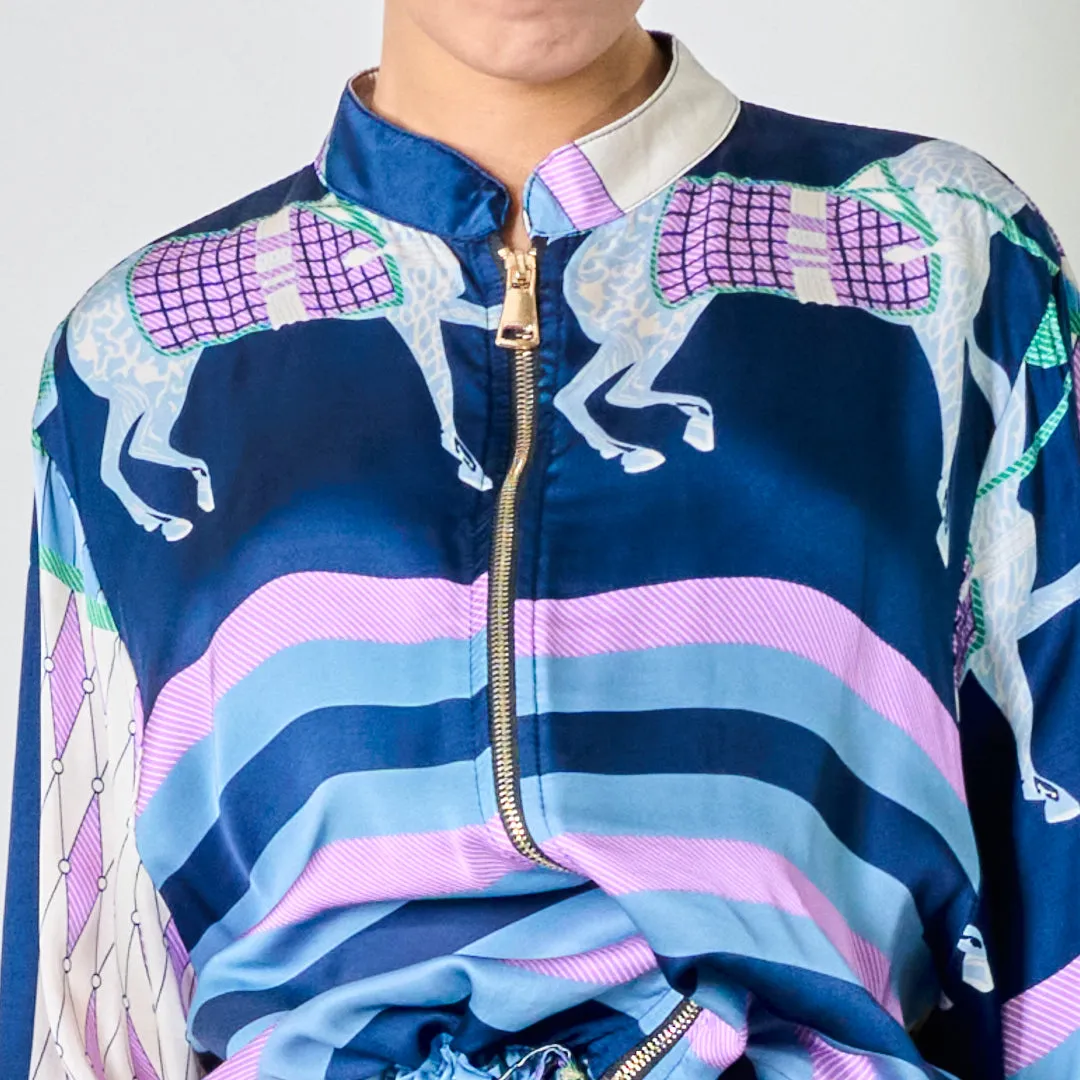 Equestrian heritage zip-up blouse wholesale