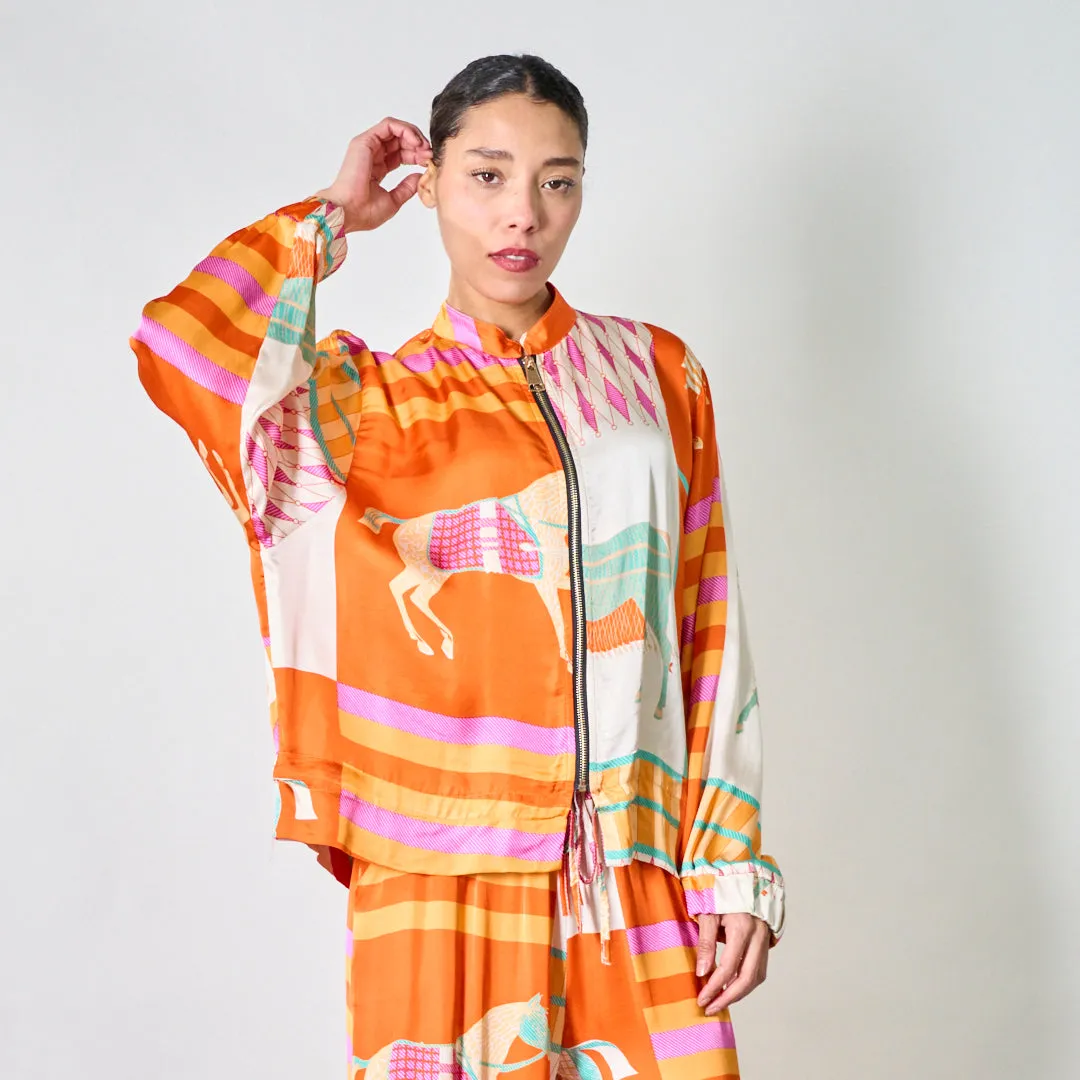 Equestrian heritage zip-up blouse wholesale