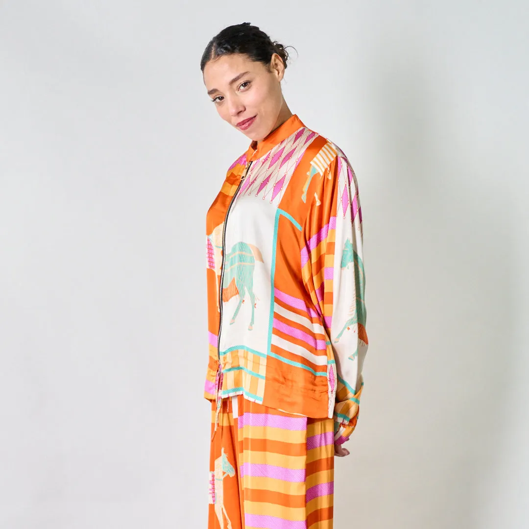 Equestrian heritage zip-up blouse wholesale