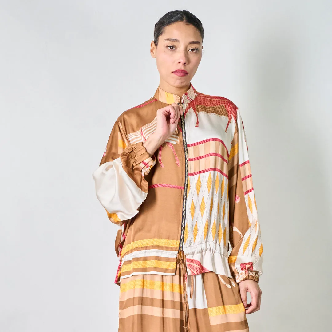 Equestrian heritage zip-up blouse wholesale