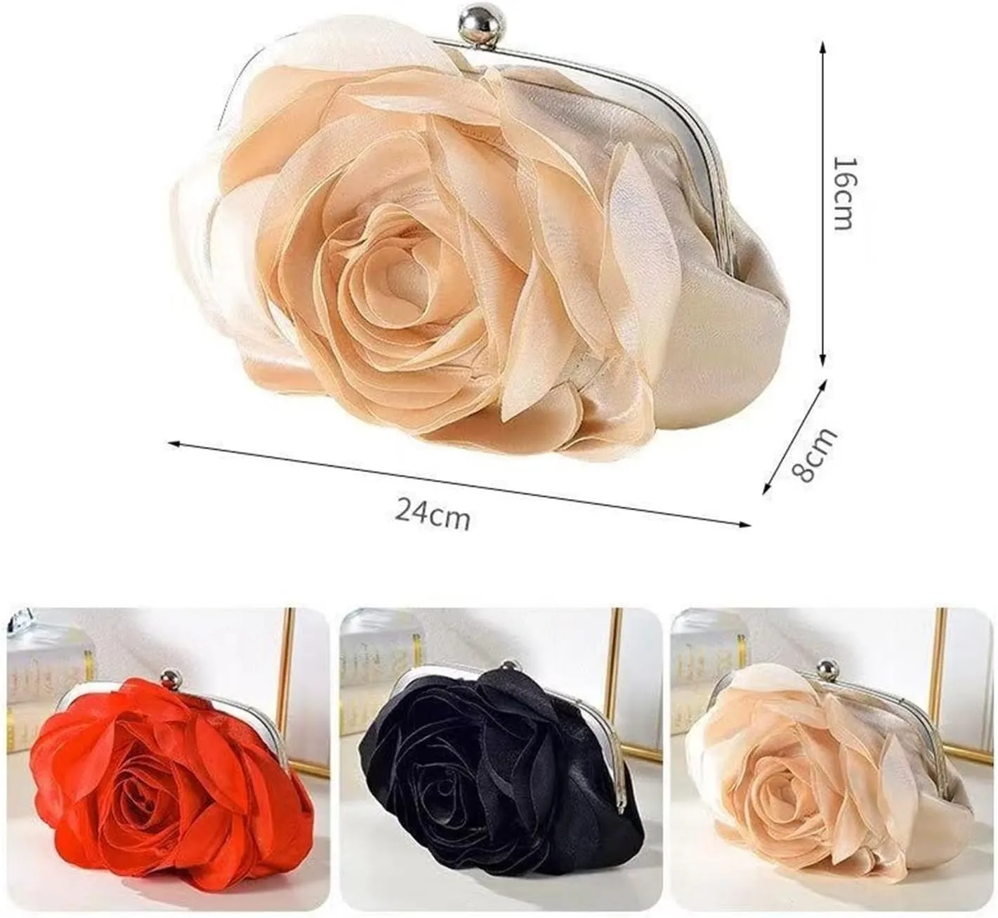 Evening Bag Flower Bride Small Purse Full Dress Party Handbag Wallet Women Floral Chain Clutches