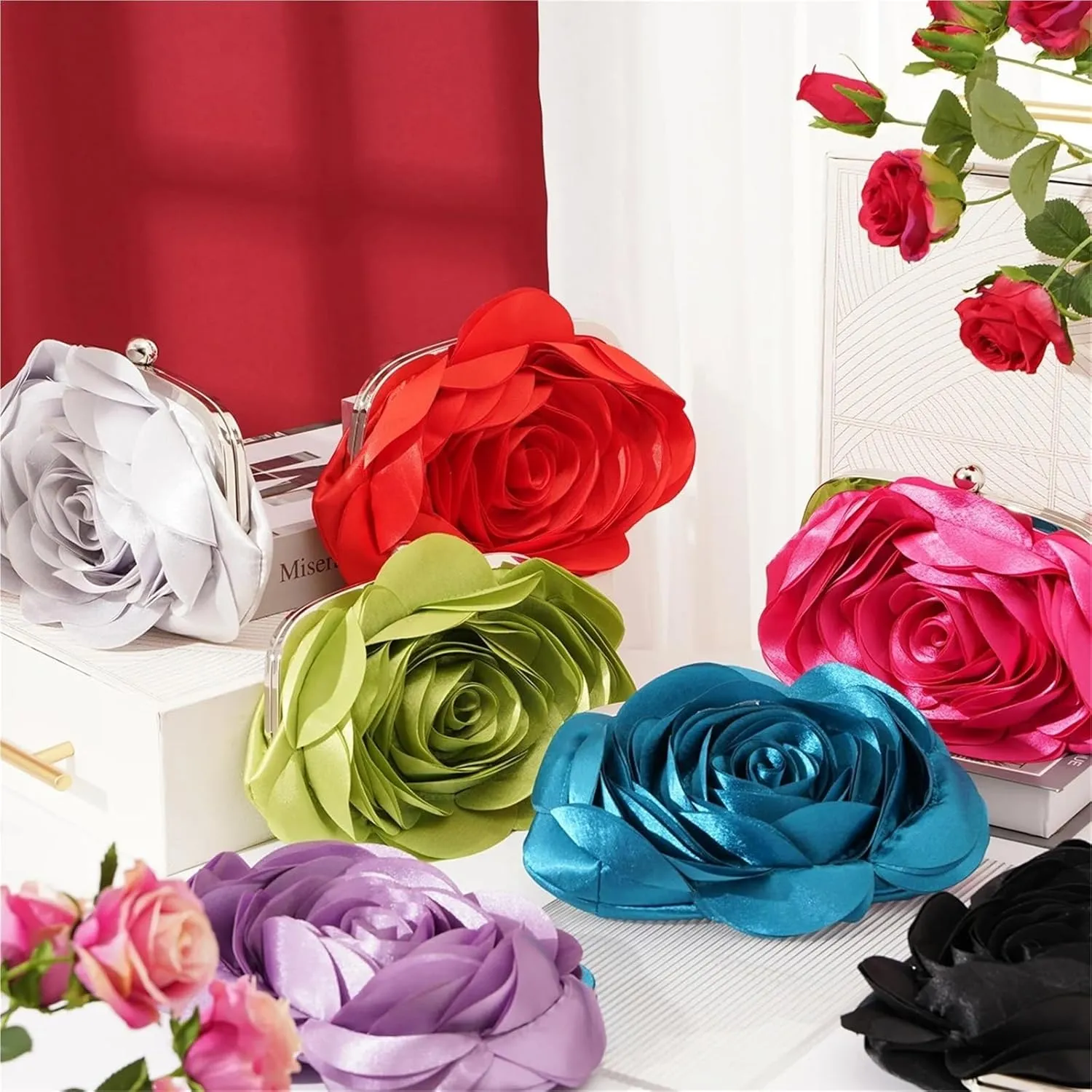 Evening Bag Flower Bride Small Purse Full Dress Party Handbag Wallet Women Floral Chain Clutches