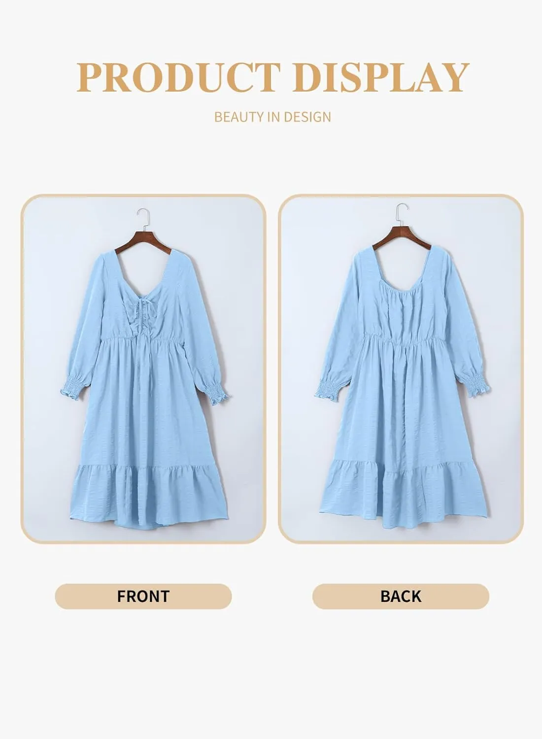 Eytino Plus Size Dress for Women Long Sleeve Sweetheart Neck Ruffle Long Maxi Dresses(1X-5X)
