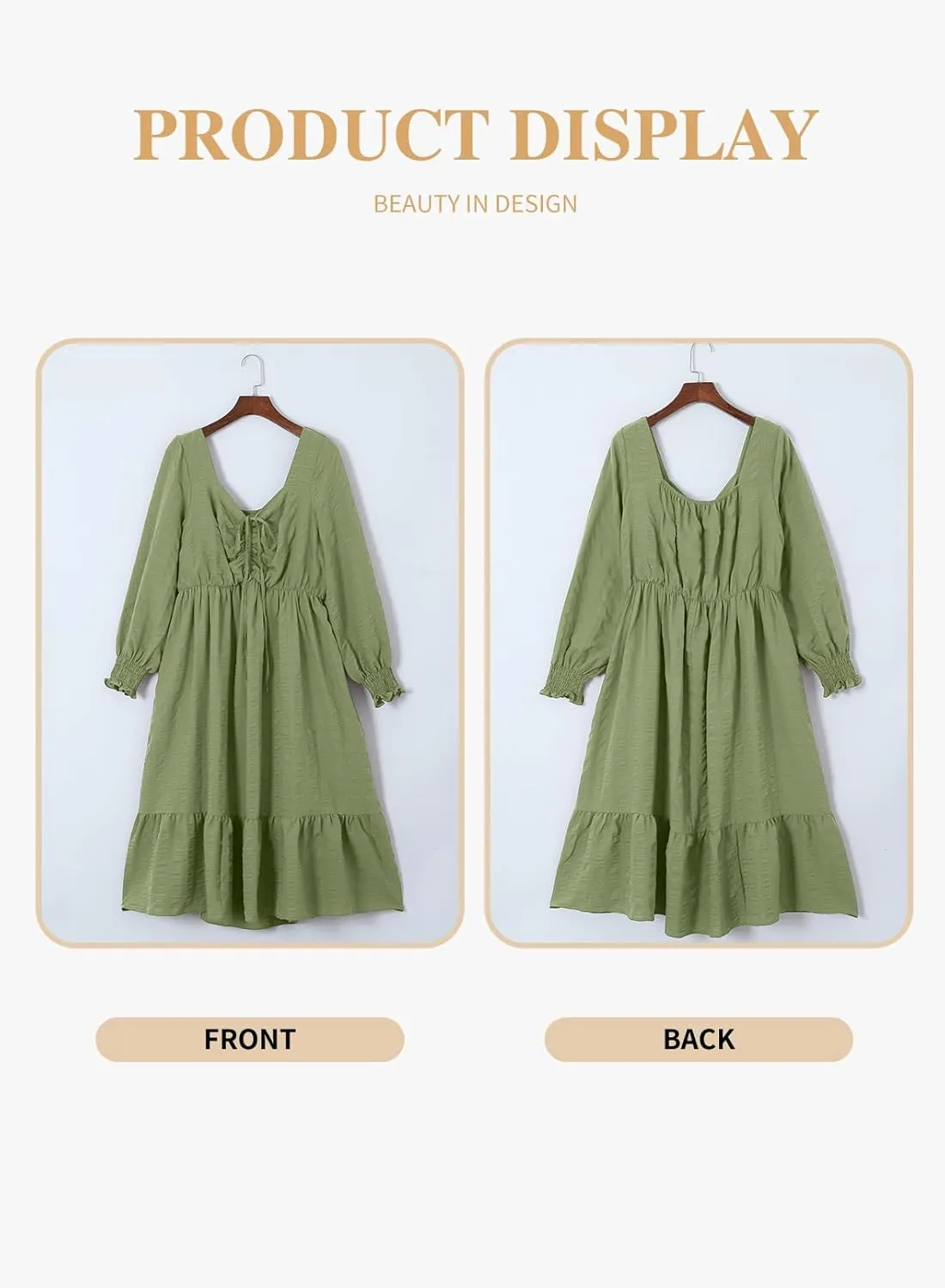 Eytino Plus Size Dress for Women Long Sleeve Sweetheart Neck Ruffle Long Maxi Dresses(1X-5X)