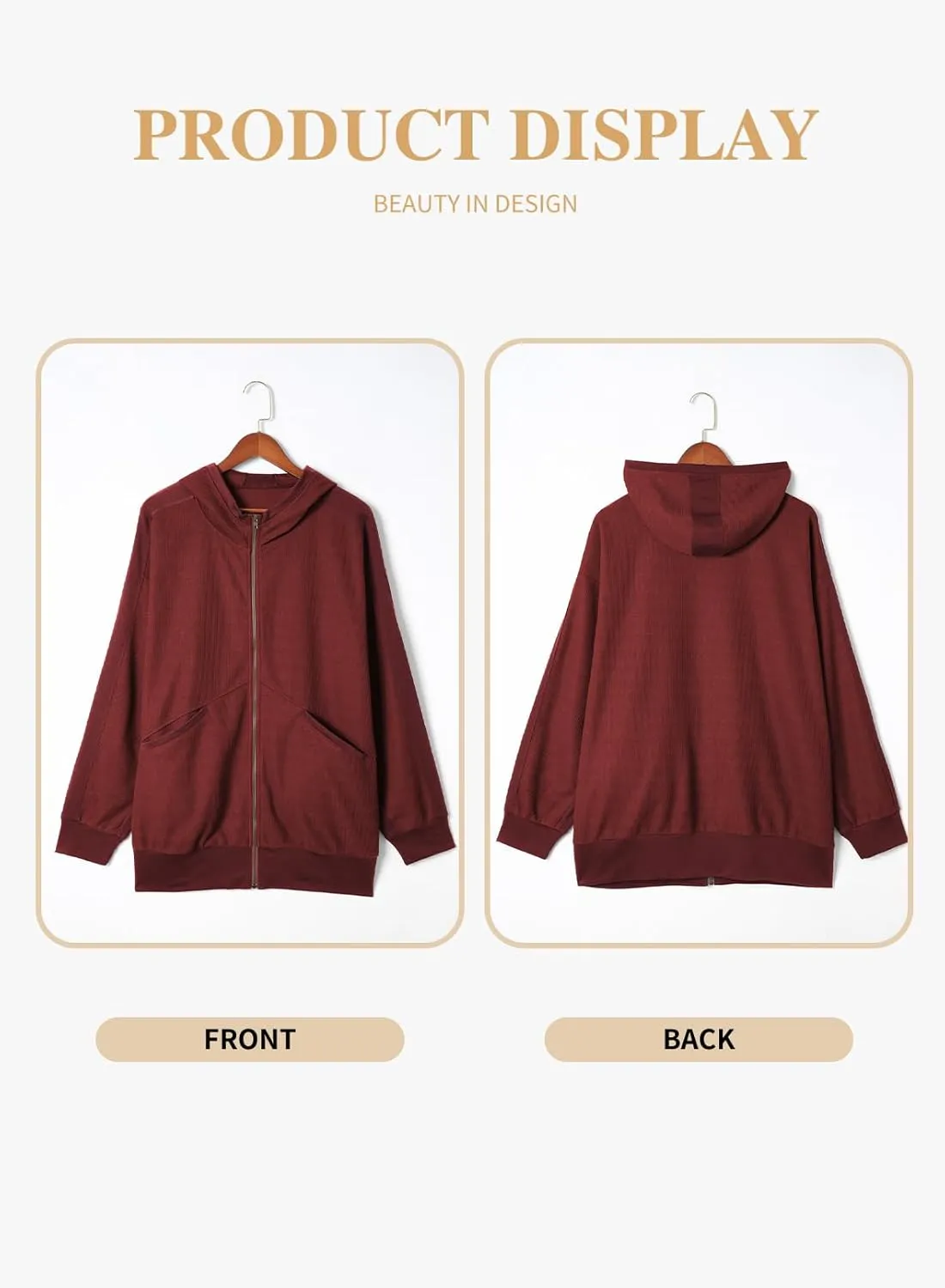 Eytino Womens Plus Size Long Sleeve Zip Up Oversized Casual Hoodies Sweatshirt Jackets with Pockets(1X-5X)
