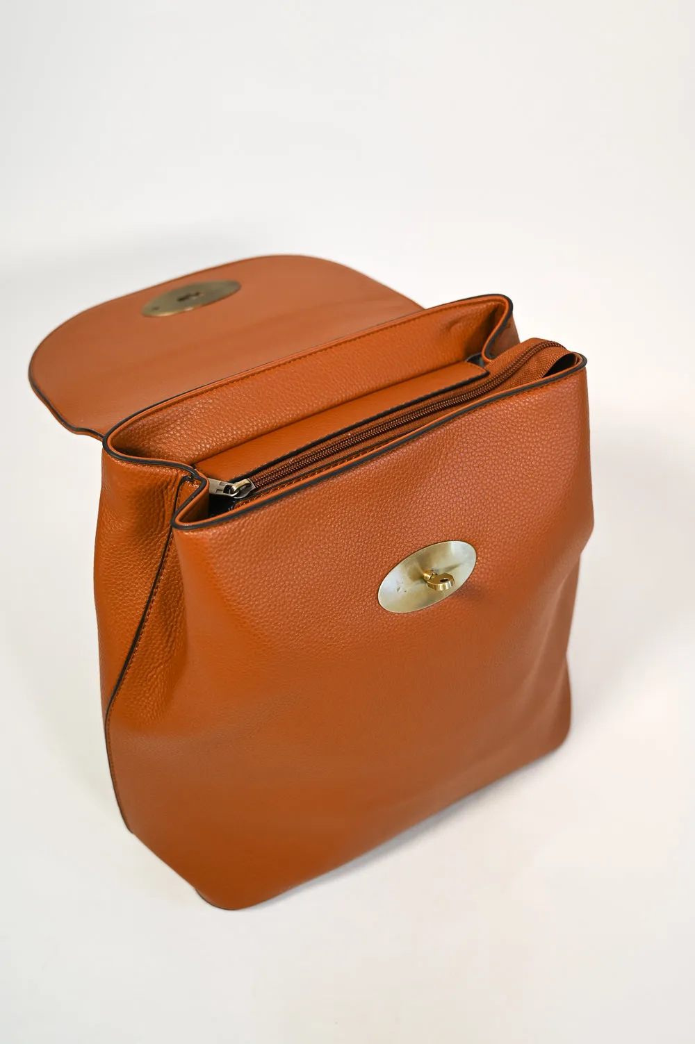 Faux Leather Smart Backpack | Tan