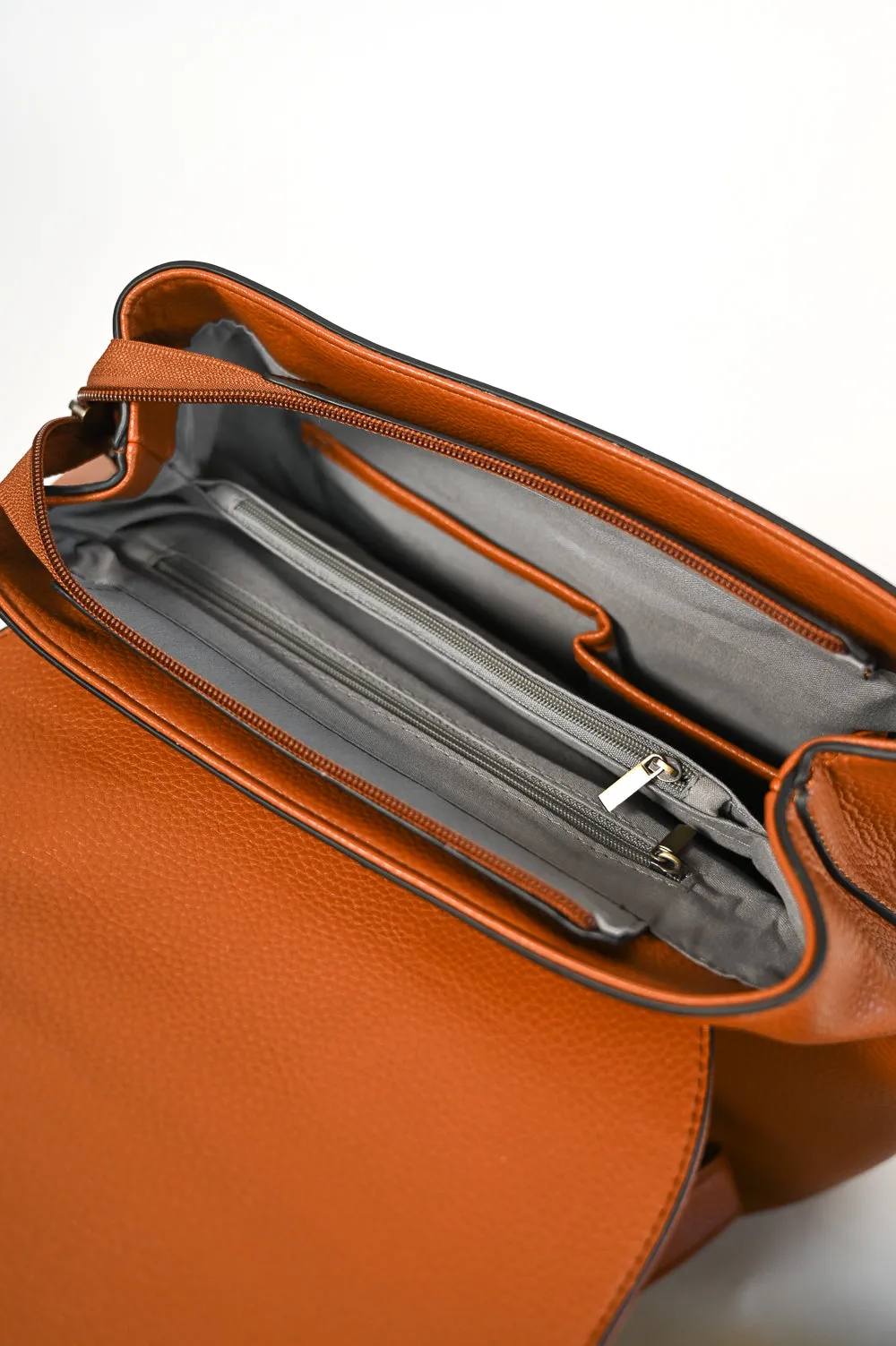 Faux Leather Smart Backpack | Tan