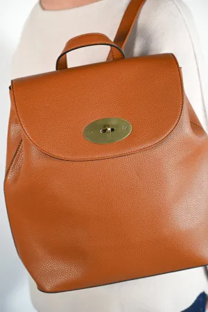 Faux Leather Smart Backpack | Tan