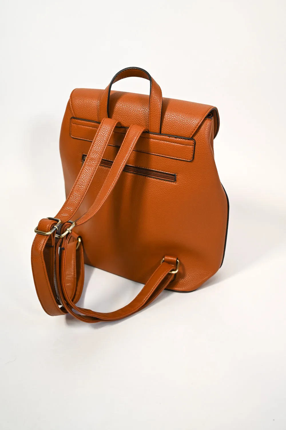 Faux Leather Smart Backpack | Tan