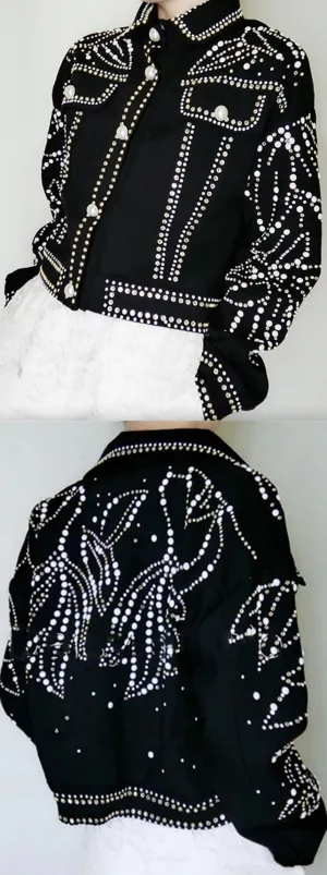Faux-Pearl Embellished Jacket