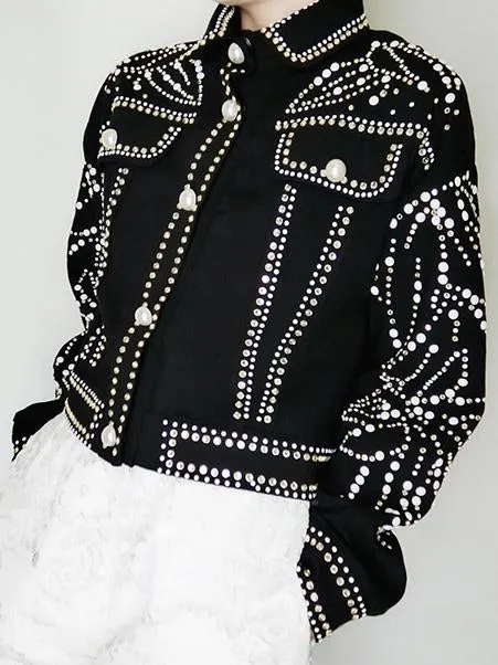 Faux-Pearl Embellished Jacket