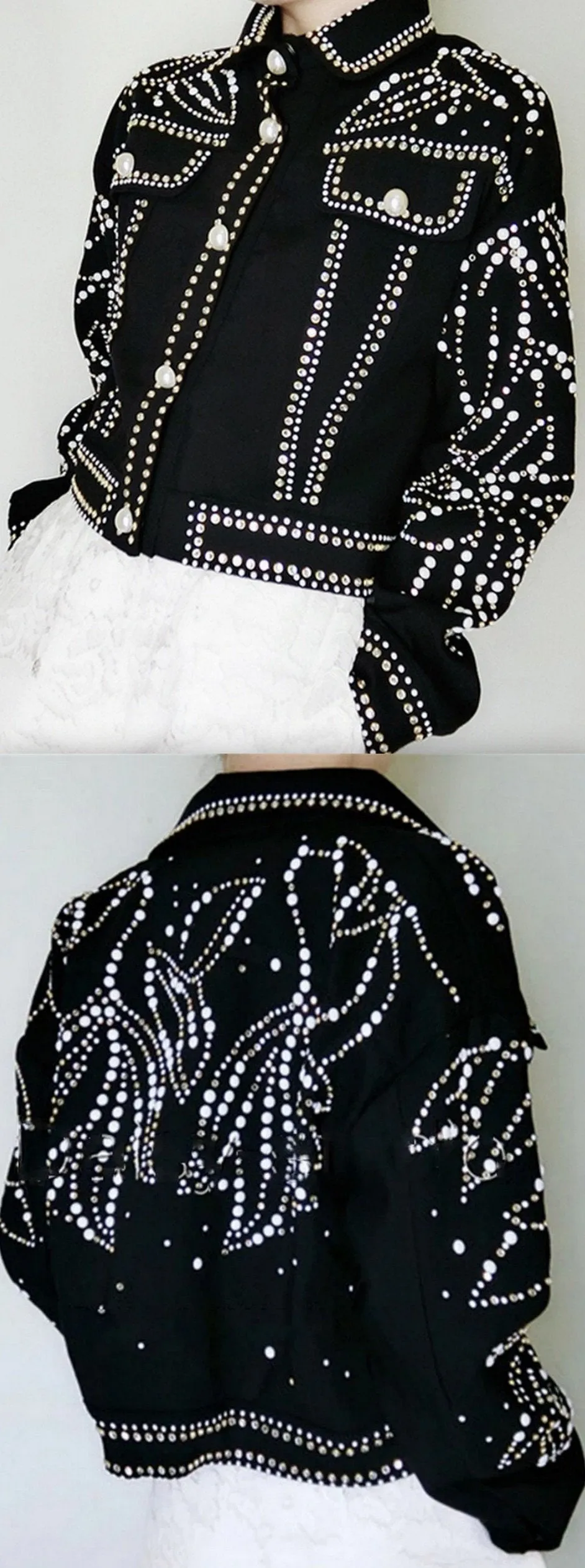 Faux-Pearl Embellished Jacket
