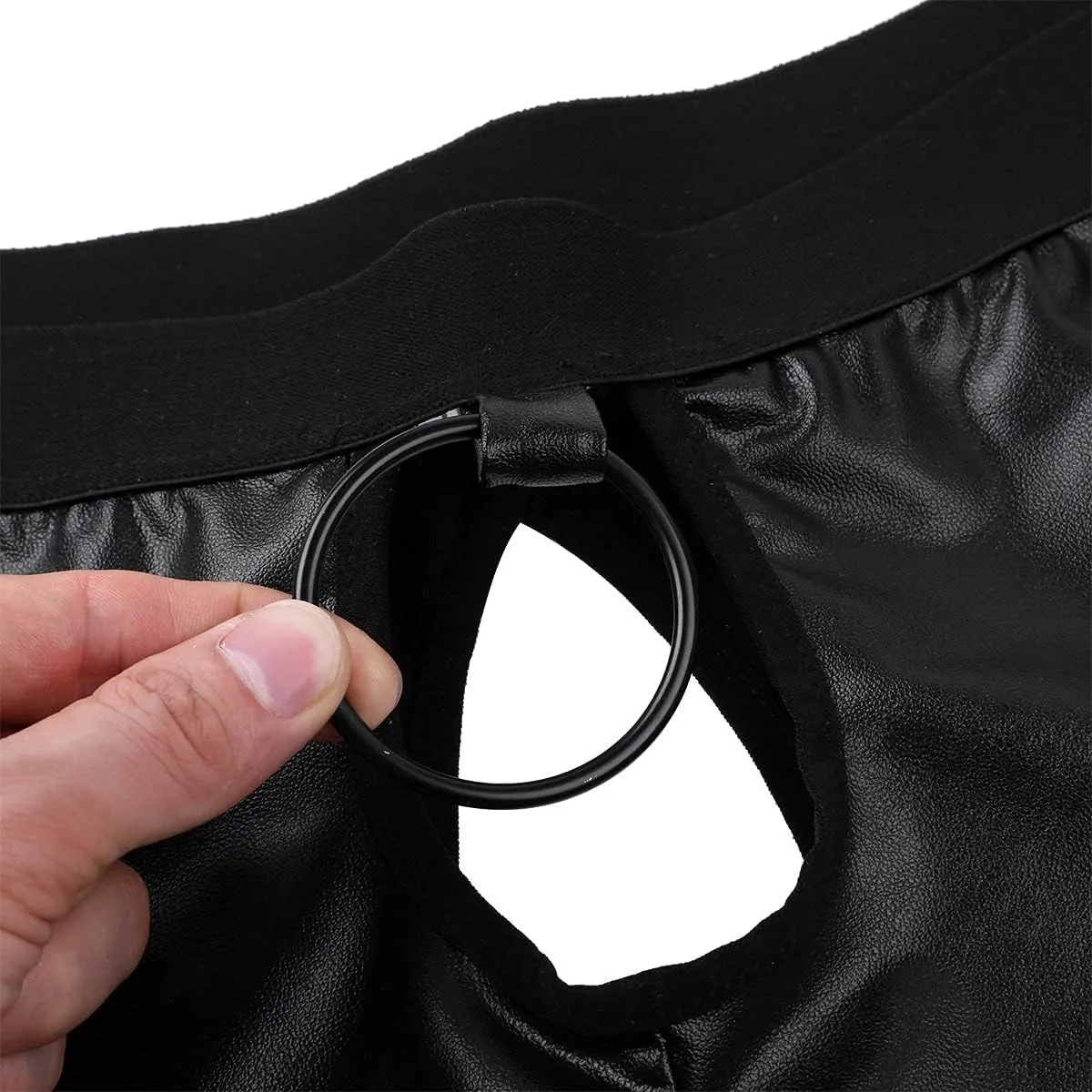 FEESHOW Mens Waiter Cosplay Costumes 3Pcs Lingerie Set Collar Cuffs with Leather Boxer Briefs Underwear