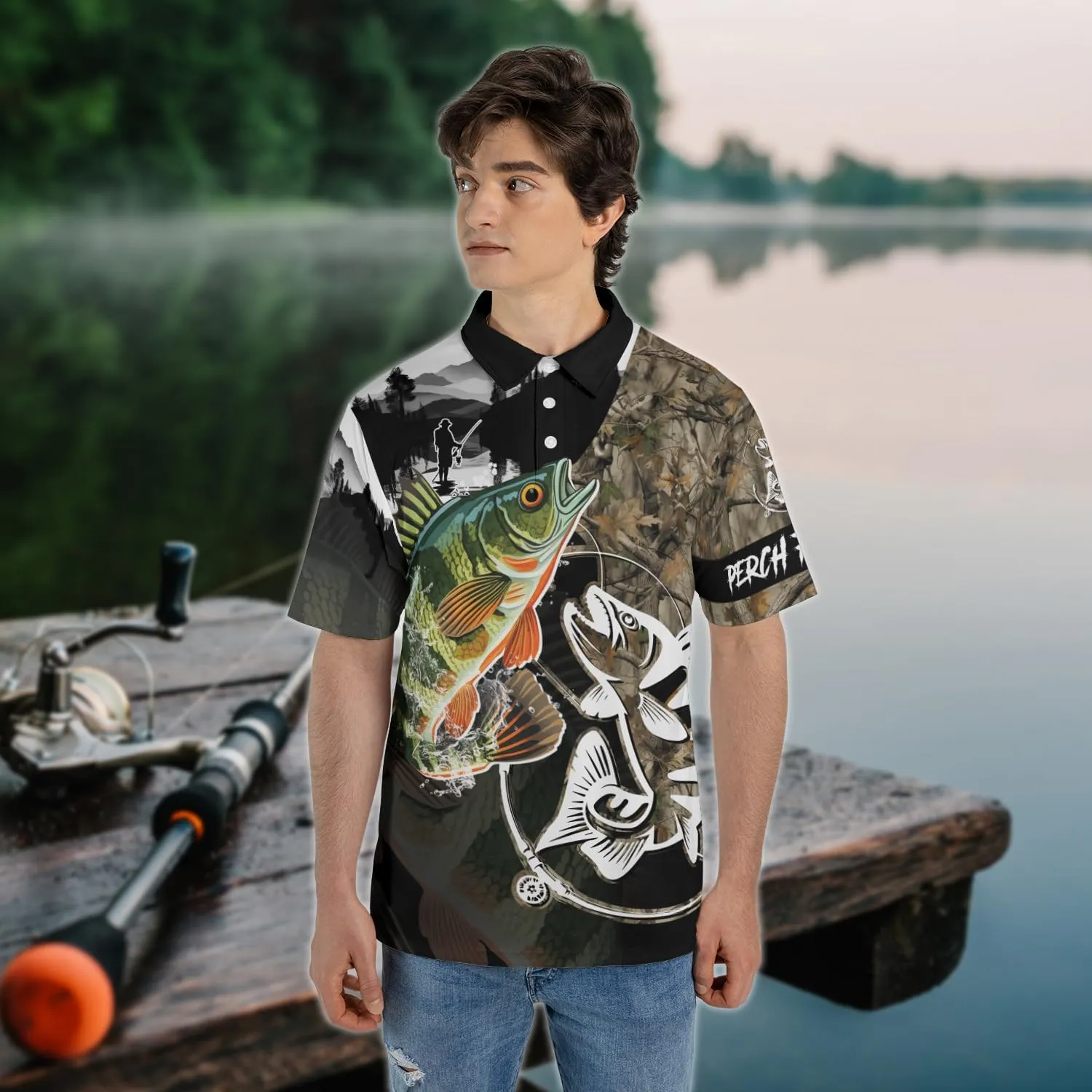 Fishing Men's Polo Shirts - Camouflage Short Sleeve Regular Fit Polo Shirts for Men Women Series 03
