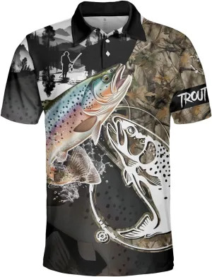 Fishing Men's Polo Shirts - Camouflage Short Sleeve Regular Fit Polo Shirts for Men Women Series 03