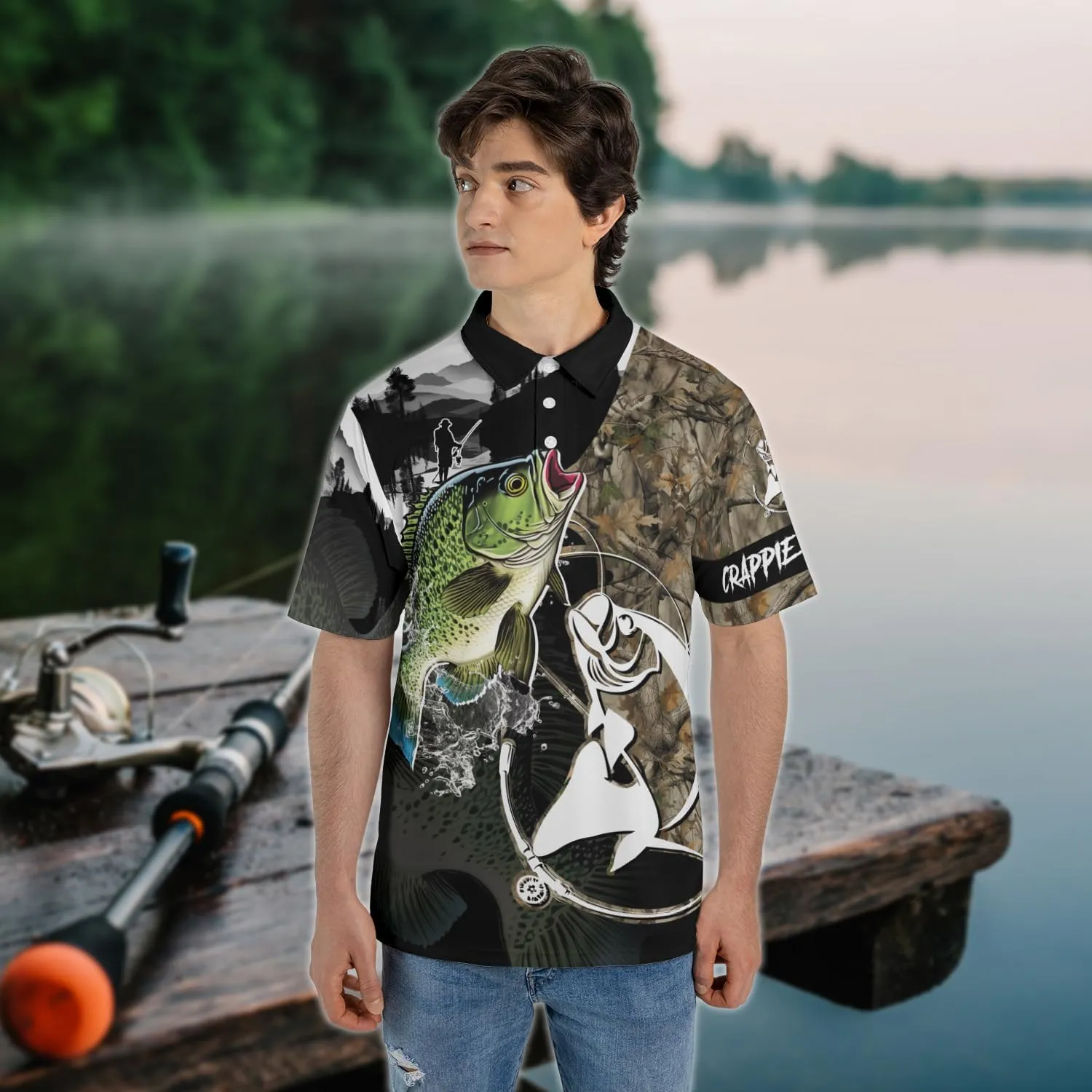 Fishing Men's Polo Shirts - Camouflage Short Sleeve Regular Fit Polo Shirts for Men Women Series 03