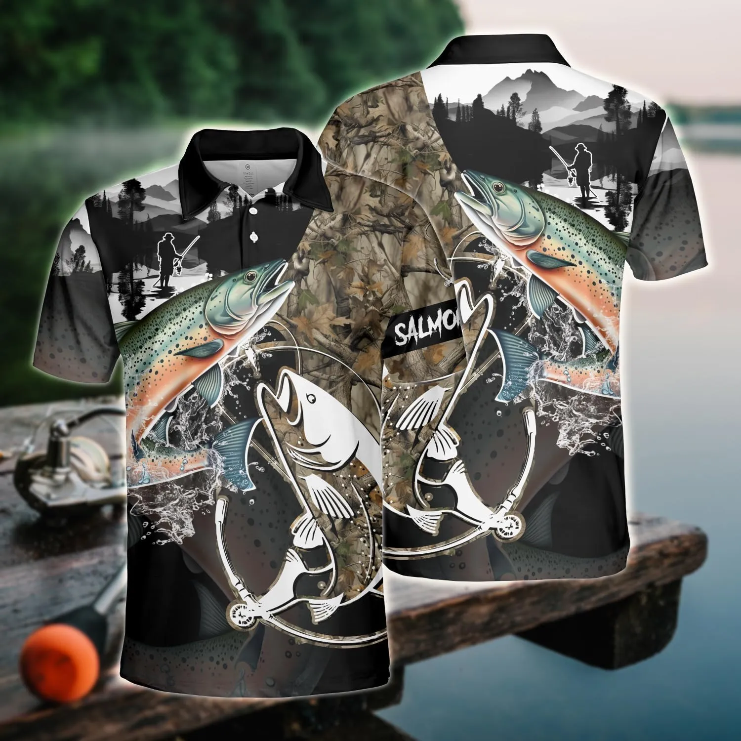Fishing Men's Polo Shirts - Camouflage Short Sleeve Regular Fit Polo Shirts for Men Women Series 03