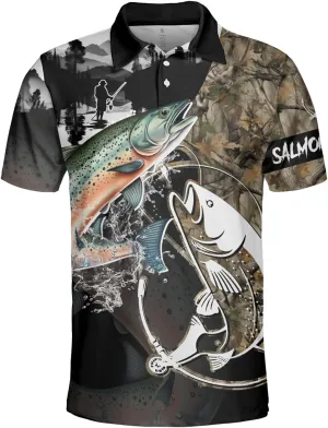 Fishing Men's Polo Shirts - Camouflage Short Sleeve Regular Fit Polo Shirts for Men Women Series 03