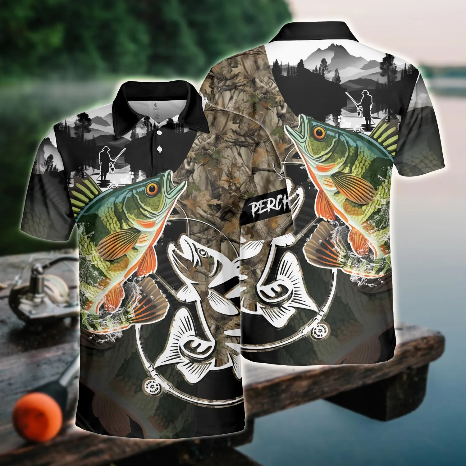 Fishing Men's Polo Shirts - Camouflage Short Sleeve Regular Fit Polo Shirts for Men Women Series 03