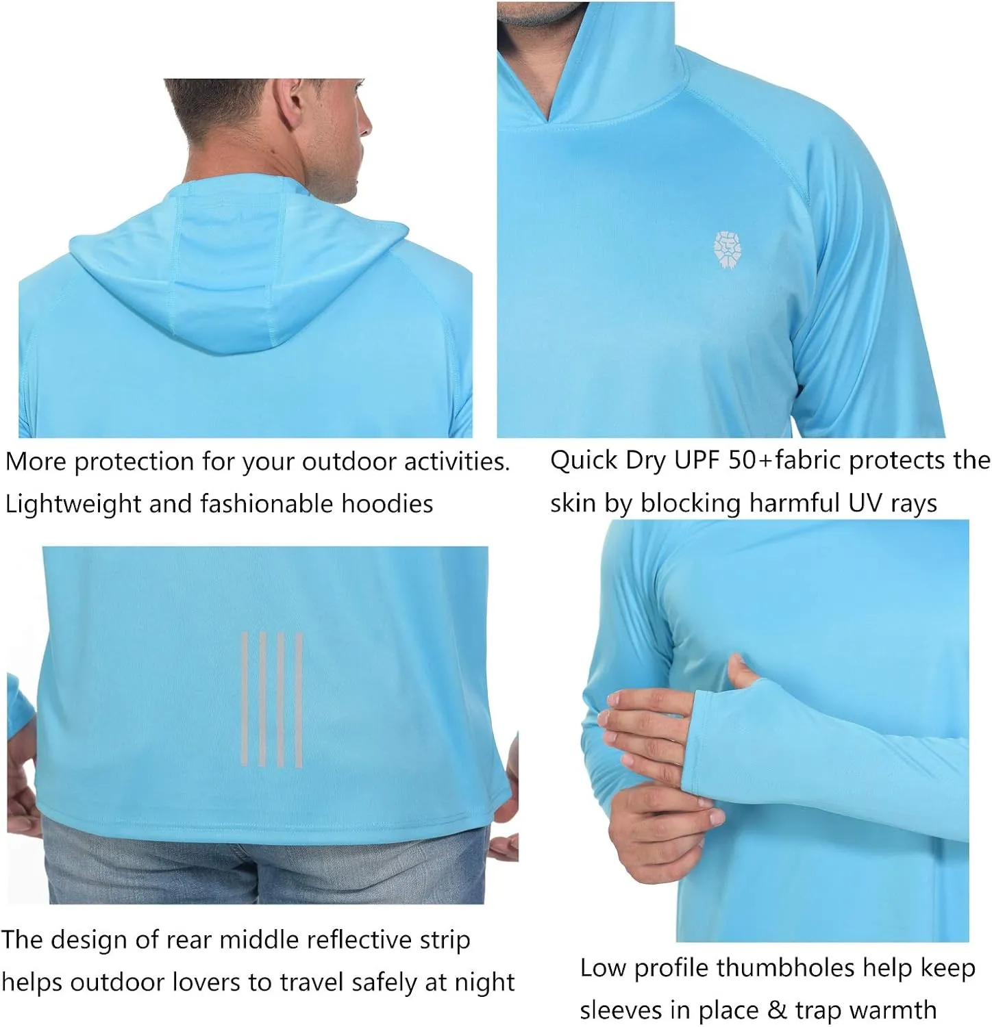 Fishing Shirts for Men Long Sleeve - Sun Protection SPF 50  UV Tshirt Hoodies
