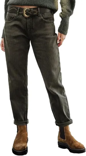 Flamingals Straight Leg Mid Waist Vintage Cropped Stripe Barrel Stretchy Jeans Without Belt