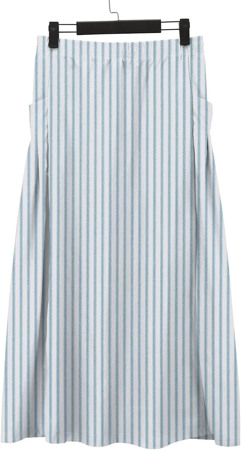 Flowy Long Summer Skirts Women Boho Floral Elastic High Waist Tiered Pleated Casual Beach Maxi Skirt