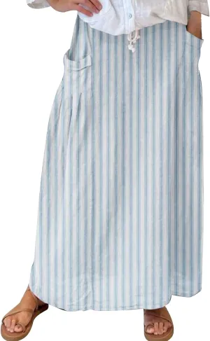 Flowy Long Summer Skirts Women Boho Floral Elastic High Waist Tiered Pleated Casual Beach Maxi Skirt