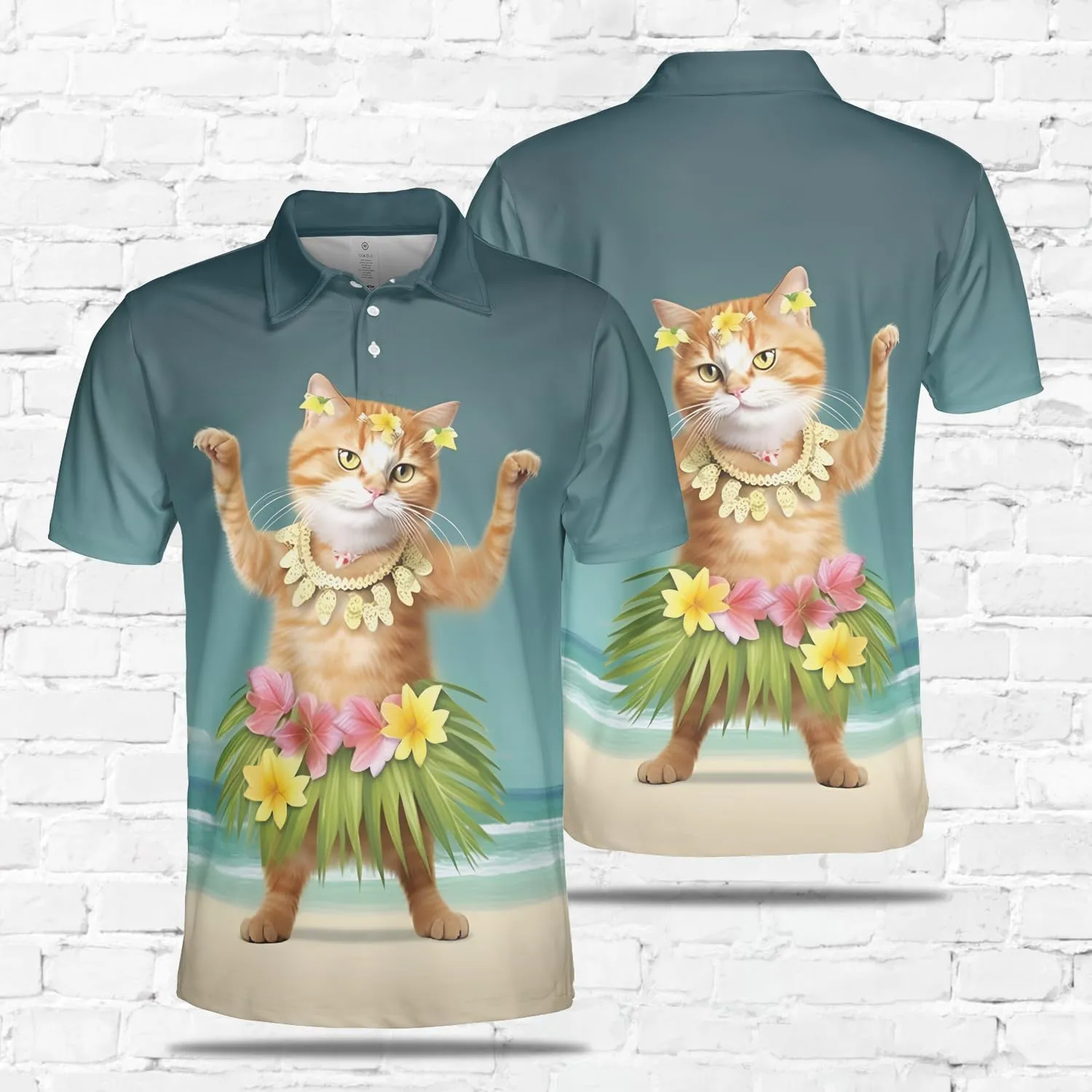 Funny Cat Polo Shirts for Men - Galaxy Cat Mens Quick Dry Short Sleeve Polo Shirts Series 28