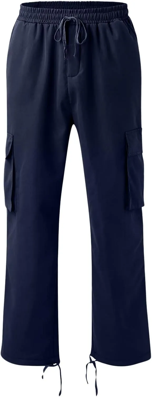 GIERIDUC Men's Twill Relaxed Fit Cargo Pant Mens Lounge Pants with Pockets Big and Tall Hiking Pants Jogger Pants with Boots