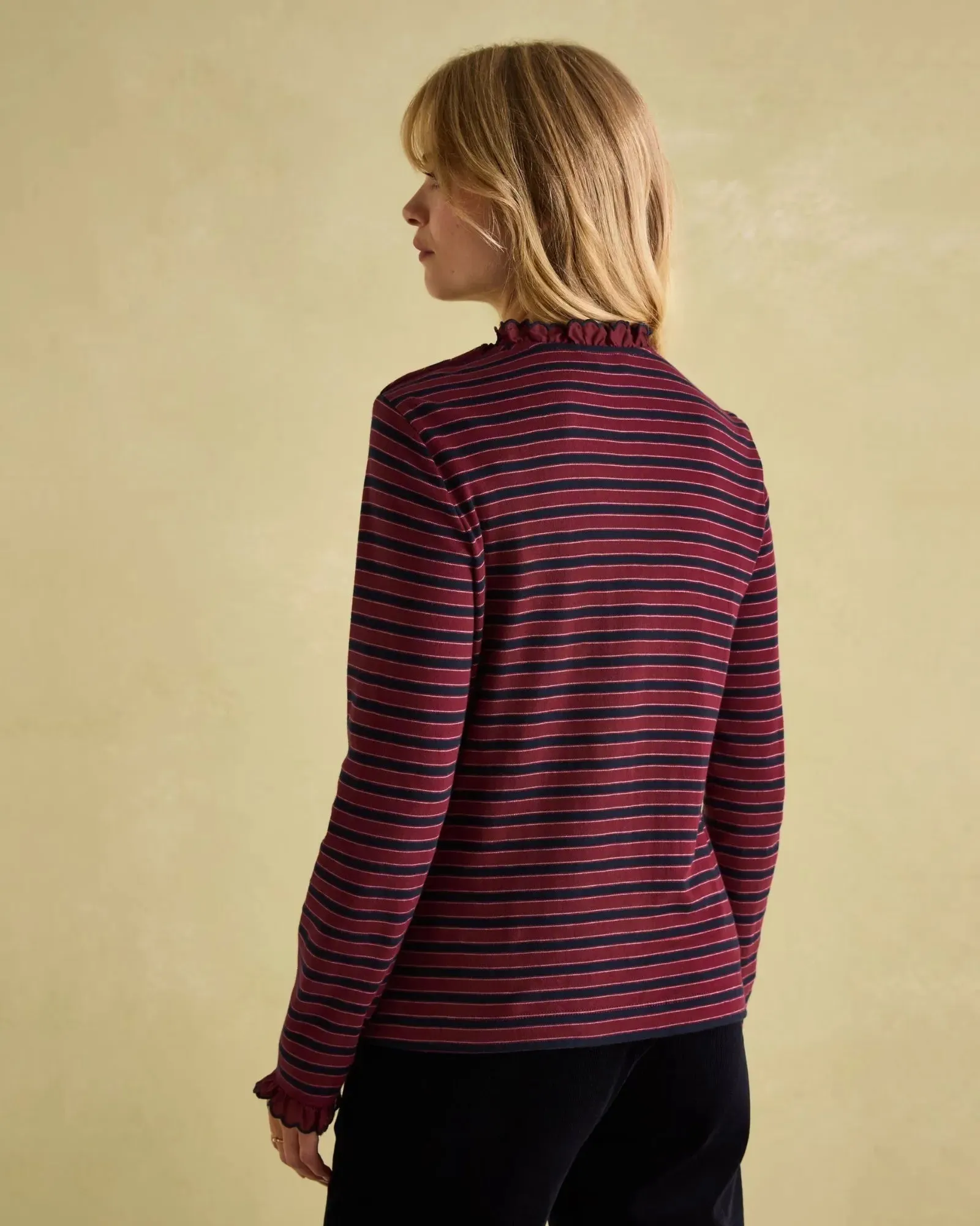 Grace Red Stripe Long Sleeve Jersey Top