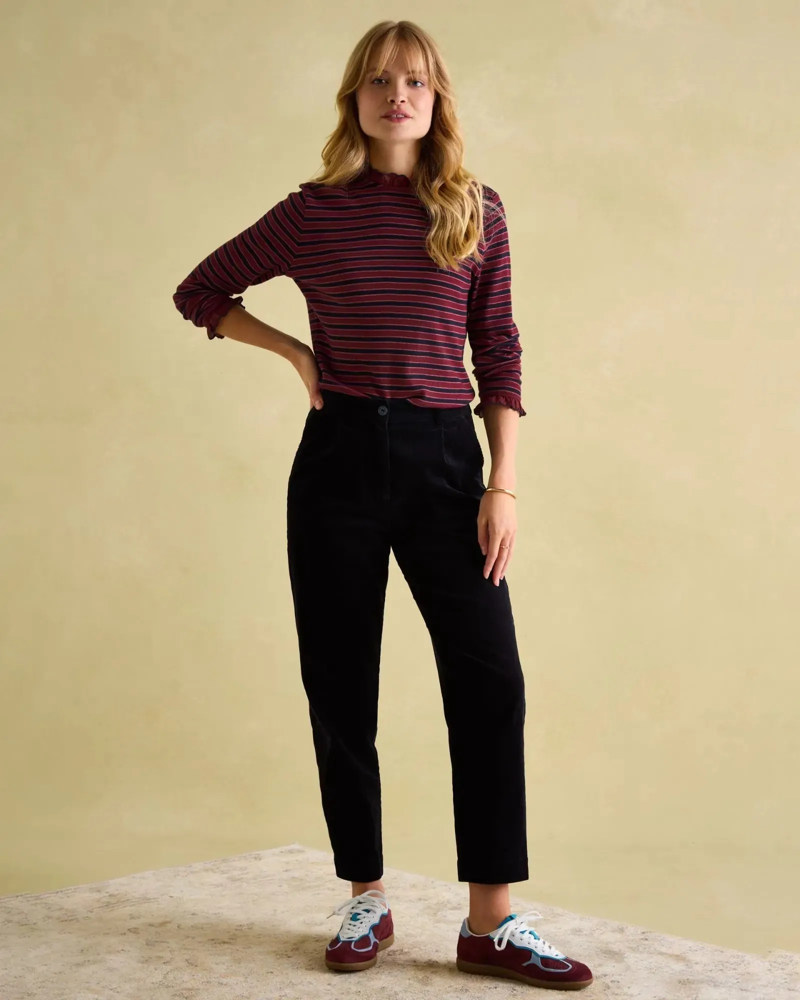 Grace Red Stripe Long Sleeve Jersey Top