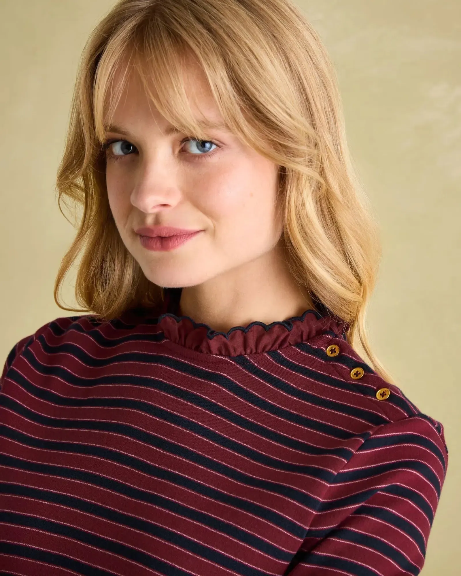 Grace Red Stripe Long Sleeve Jersey Top