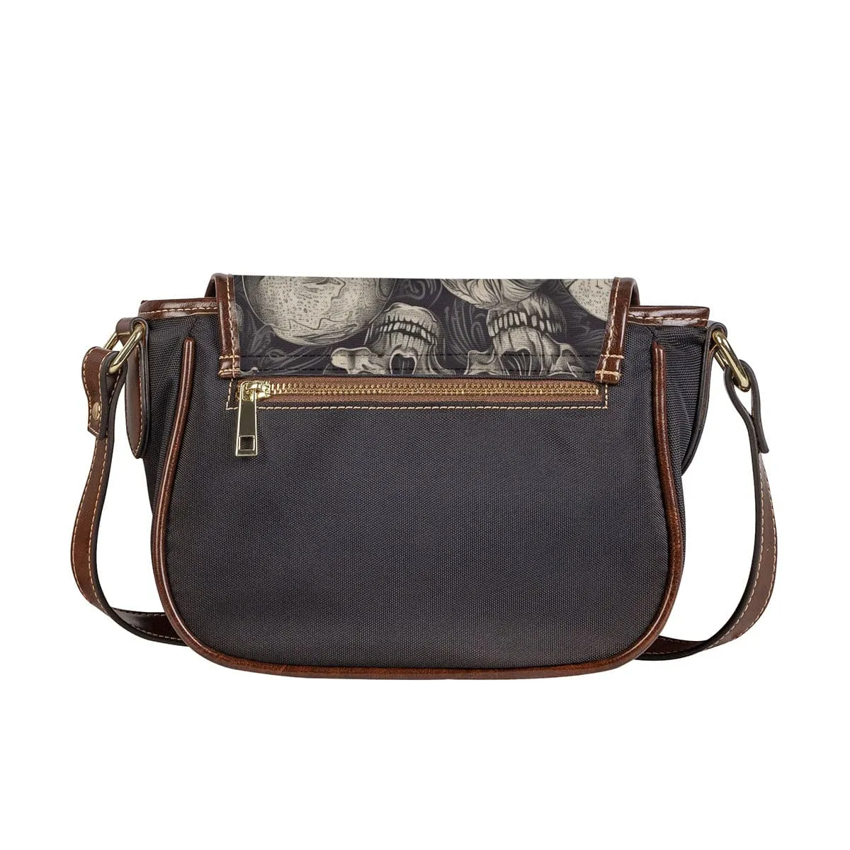 Gray Skulls Tambourin Bag With Single Strap