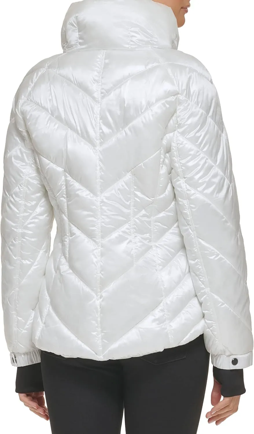GUESS Women's Puffer Storm Cuffs Quilted, Transitional Jacket